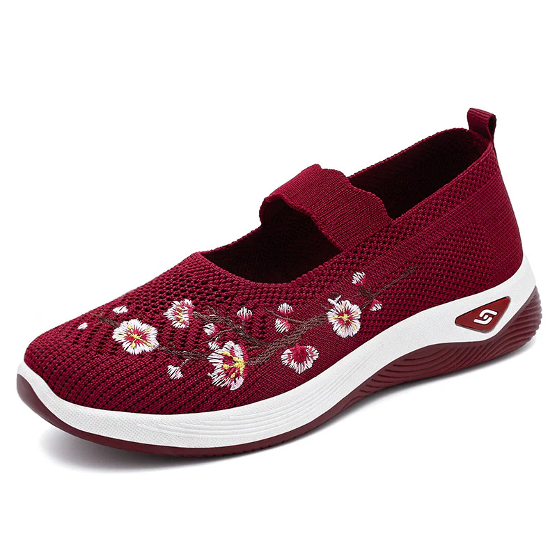 Damen Sportliche Slip-On Sneakers mit floralem Stickdesign Heidi Mode - Image 6