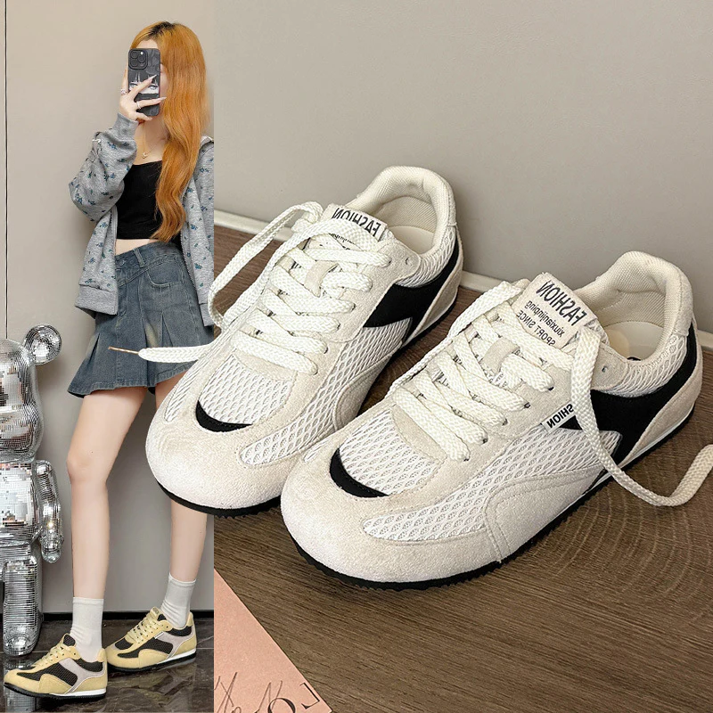 Damen Sportliche Sneaker mit atmungsaktivem Mesh und weichem Velours Heidi Mode - Image 2