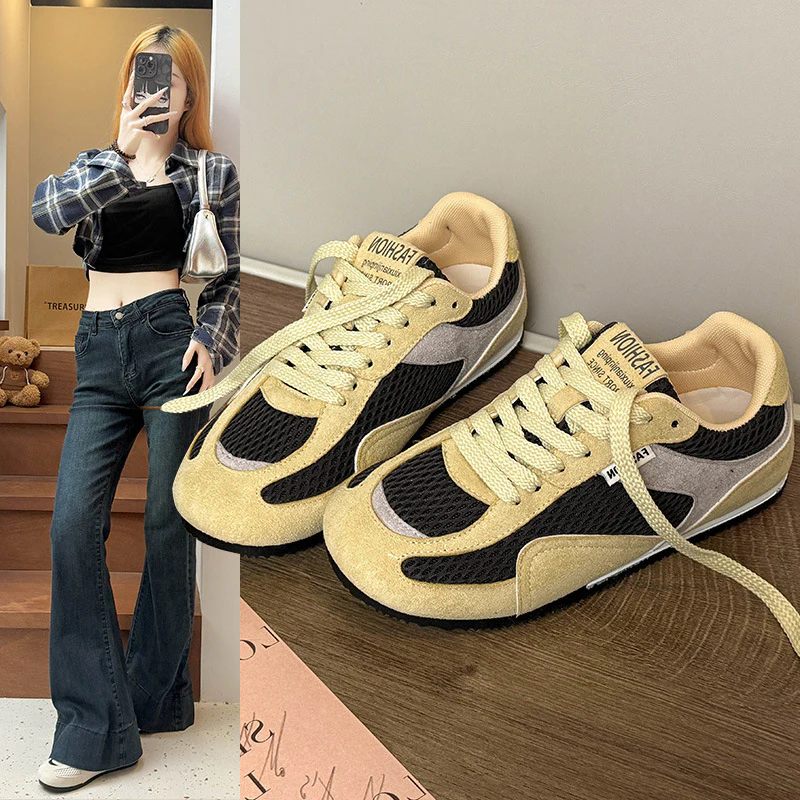 Damen Sportliche Sneaker mit atmungsaktivem Mesh und weichem Velours Heidi Mode - Image 3
