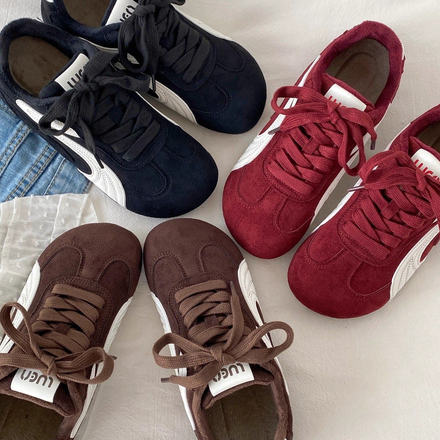 Damen Sportliche Sneaker mit Veloursleder-Obermaterial und gepolsterter Innensohle Heidi Mode - Image 2