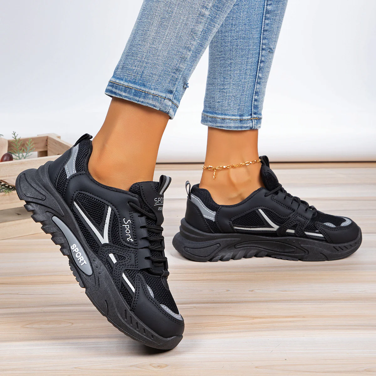 Damen Sportliche Sneakers mit atmungsaktiver Mesh-Konstruktion und stoßdämpfender Sohle Heidi Mode - Image 3