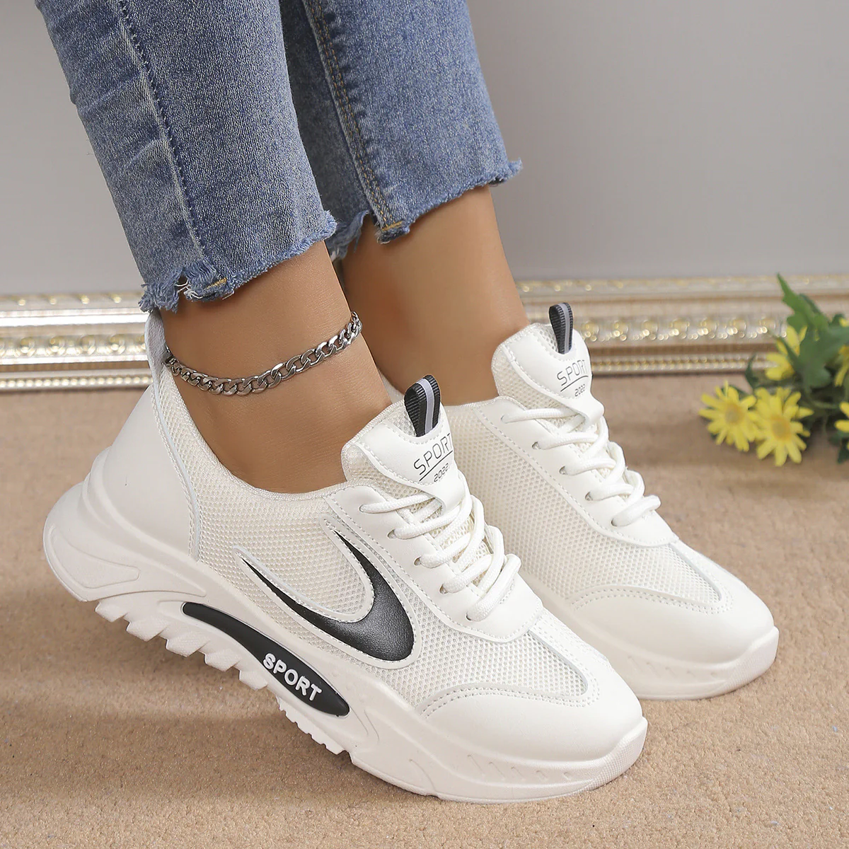 Damen Sportliche Sneakers mit atmungsaktiver Mesh-Oberfläche und stabiler Laufsohle Heidi Mode - Image 2
