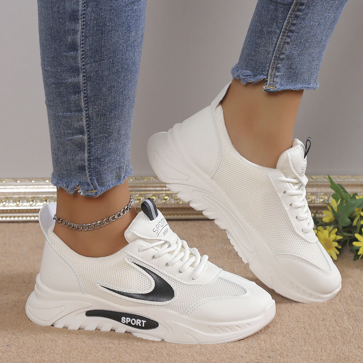 Damen Sportliche Sneakers mit atmungsaktiver Mesh-Oberfläche und stabiler Laufsohle Heidi Mode - Image 3