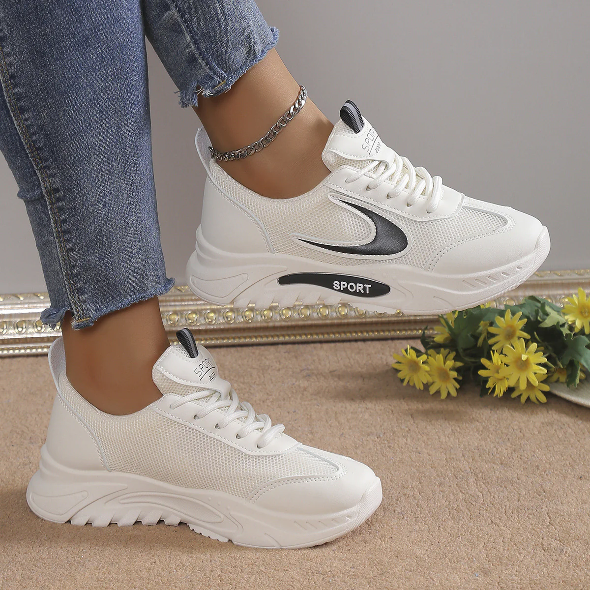 Damen Sportliche Sneakers mit atmungsaktiver Mesh-Oberfläche und stabiler Laufsohle Heidi Mode - Image 6