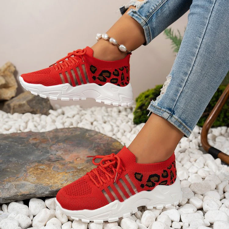 Damen Sportliche Sneakers mit atmungsaktiver Netzstruktur und modischem Leopardenmotiv Heidi Mode - Image 10