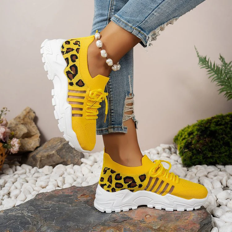 Damen Sportliche Sneakers mit atmungsaktiver Netzstruktur und modischem Leopardenmotiv Heidi Mode - Image 4