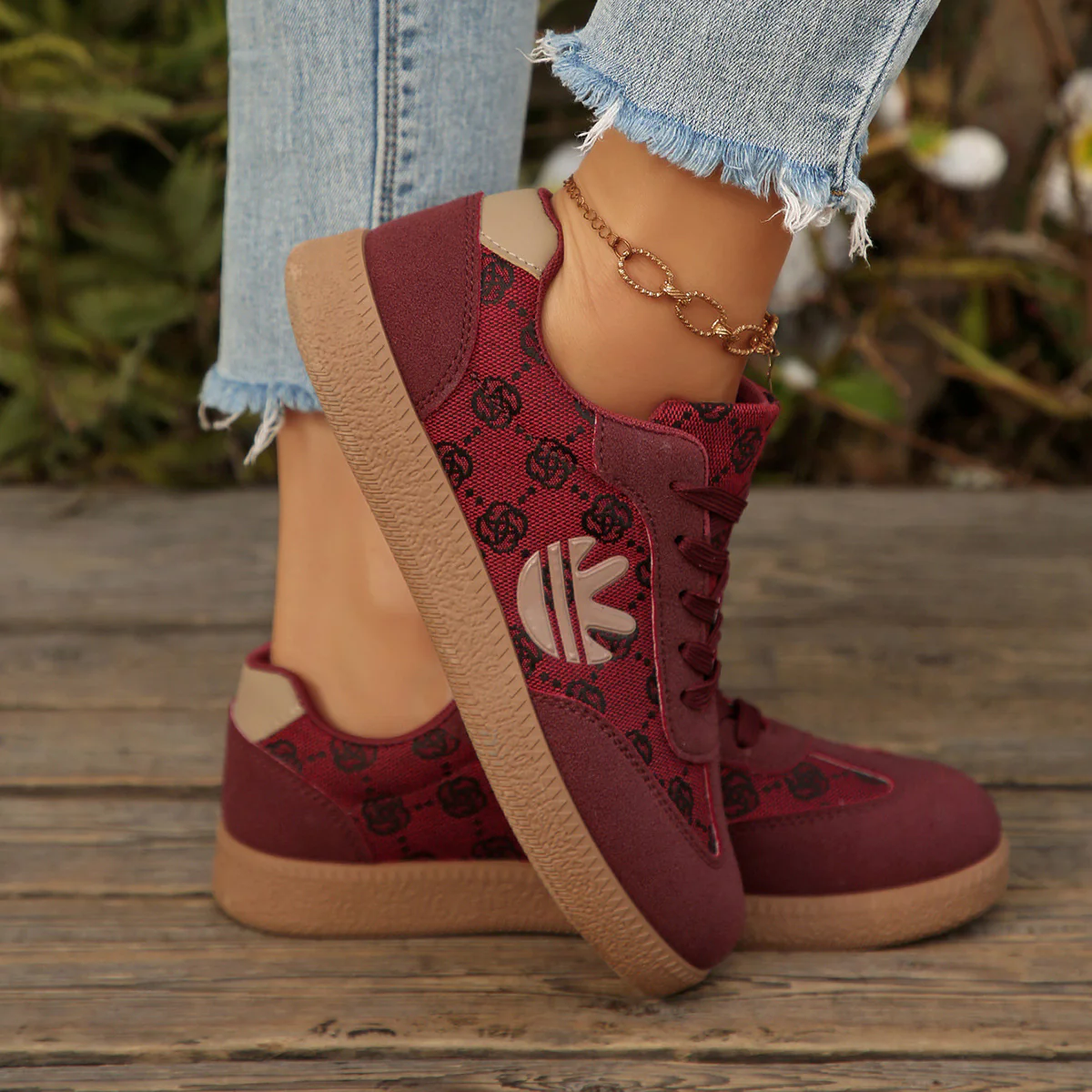 Damen Sportliche Sneakers mit bequemer samtiger Oberfläche und trendigem Grafikdesign Heidi Mode - Image 3