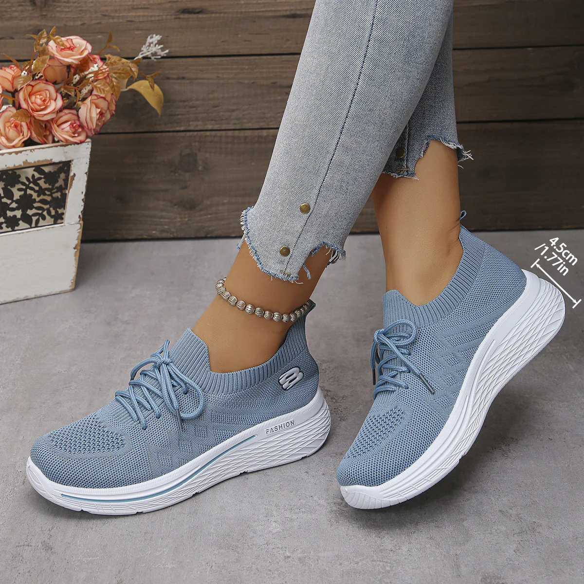 Damen Sportliche Sneakers mit elastischem Kragen und atmungsaktiver Mesh-Oberfläche Heidi Mode