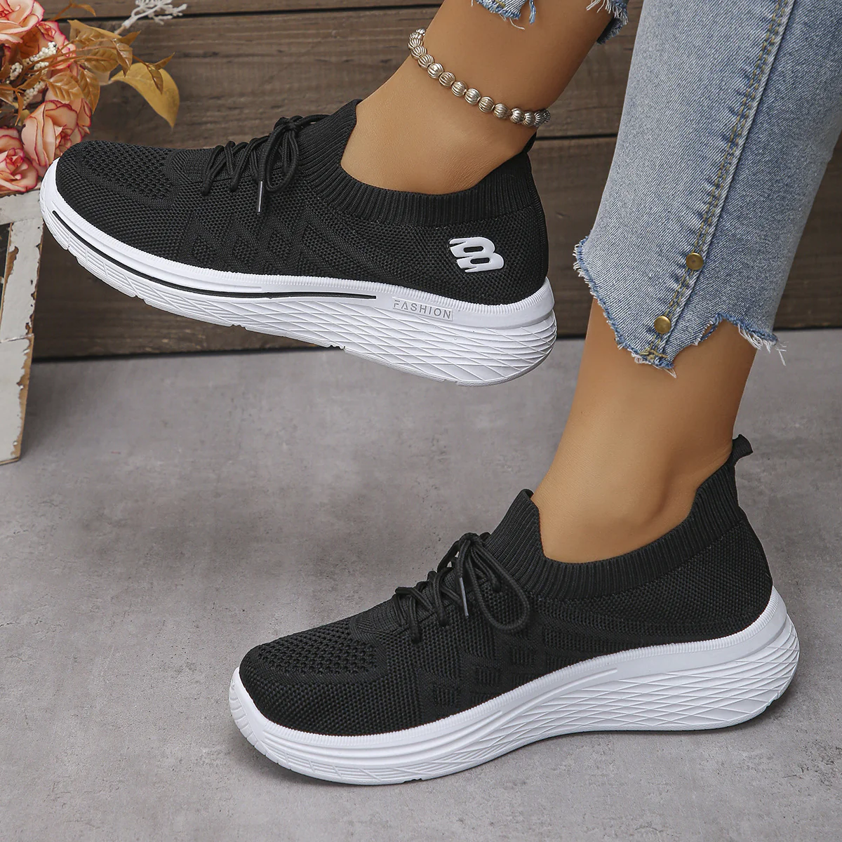 Damen Sportliche Sneakers mit elastischem Kragen und atmungsaktiver Mesh-Oberfläche Heidi Mode - Image 4