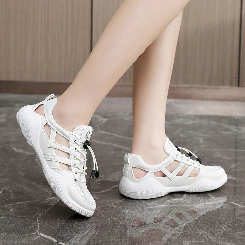 Damen Sportliche Sneakers mit elastischem Schnürsystem und atmungsaktiver Obermaterialstruktur Heidi Mode - Image 3