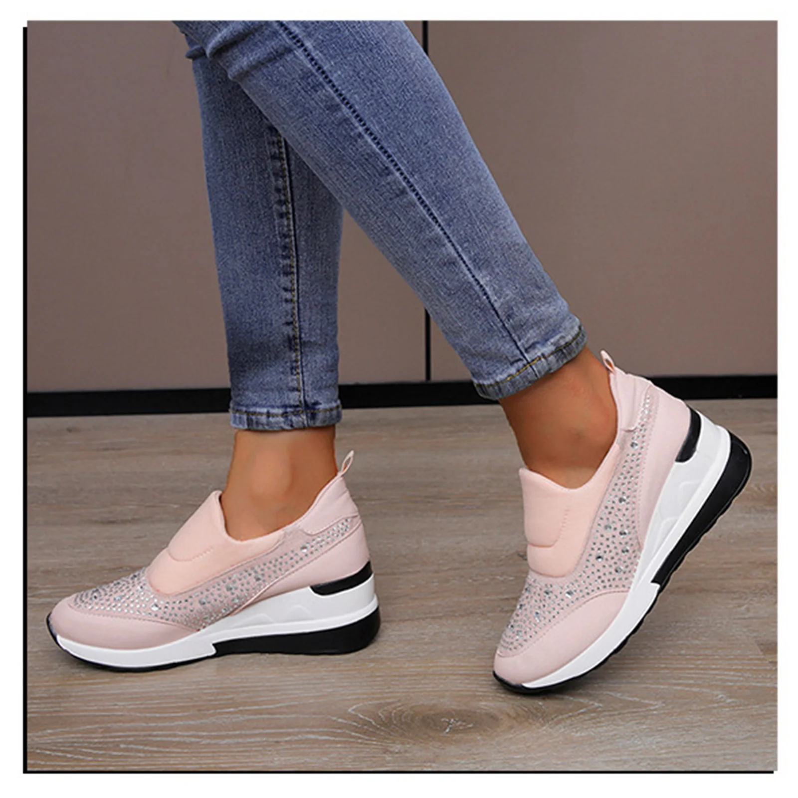 Damen Sportliche Sneakers mit funkelnden Strassdetails Heidi Mode