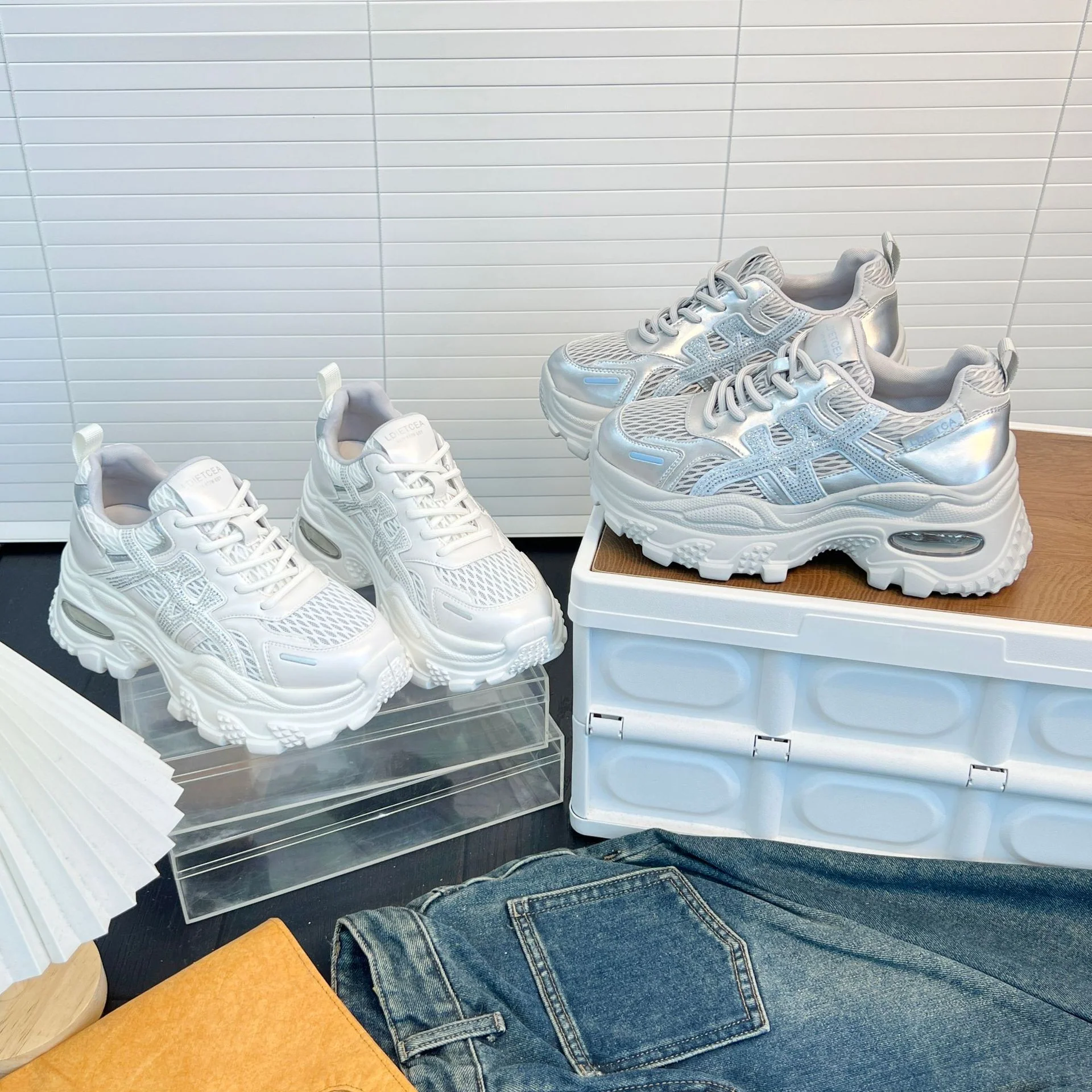 Damen Sportliche Sneakers mit innovativem Mesh-Design und modischer Plattformsohle Heidi Mode - Image 3