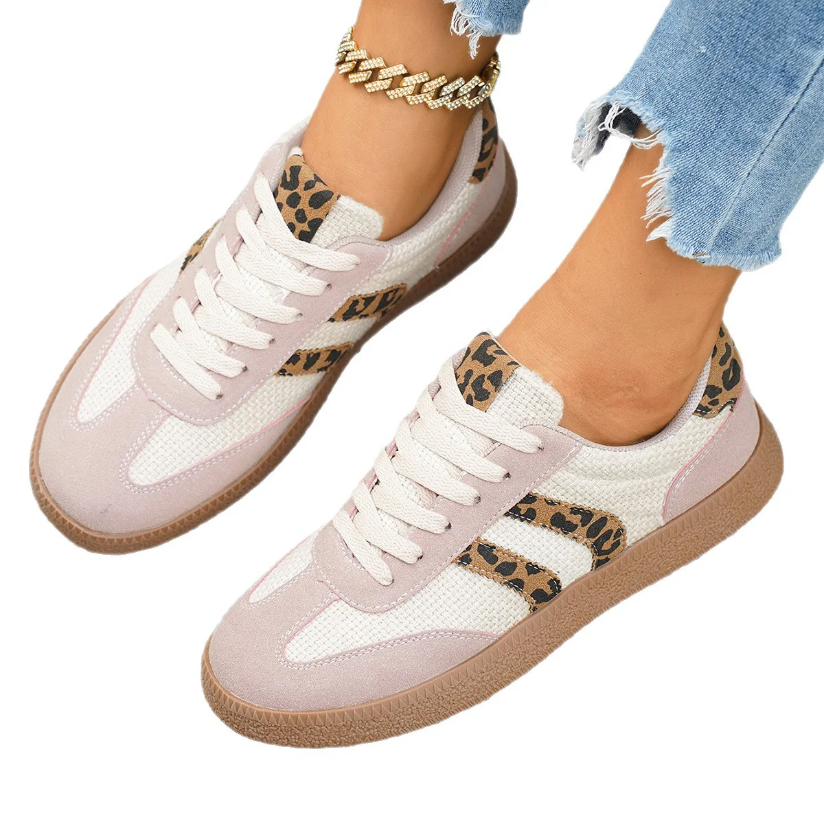 Damen Sportliche Sneakers mit Leoprint-Design und atmungsaktiver Oberflächenstruktur Heidi Mode - Image 5