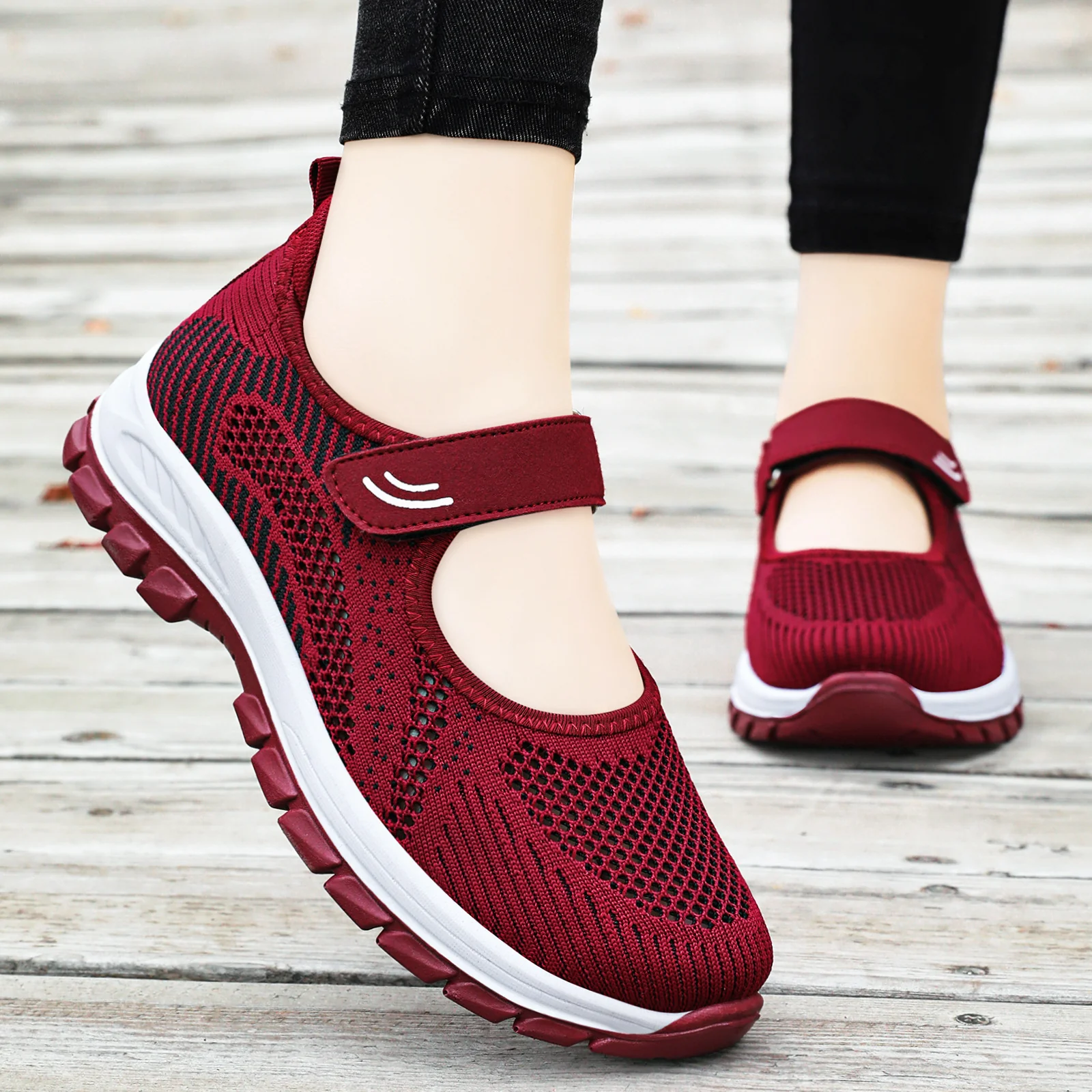 Damen Sportliche Sneakers mit rutschfestem Klettverschluss und atmungsaktivem Obermaterial Heidi Mode - Image 3