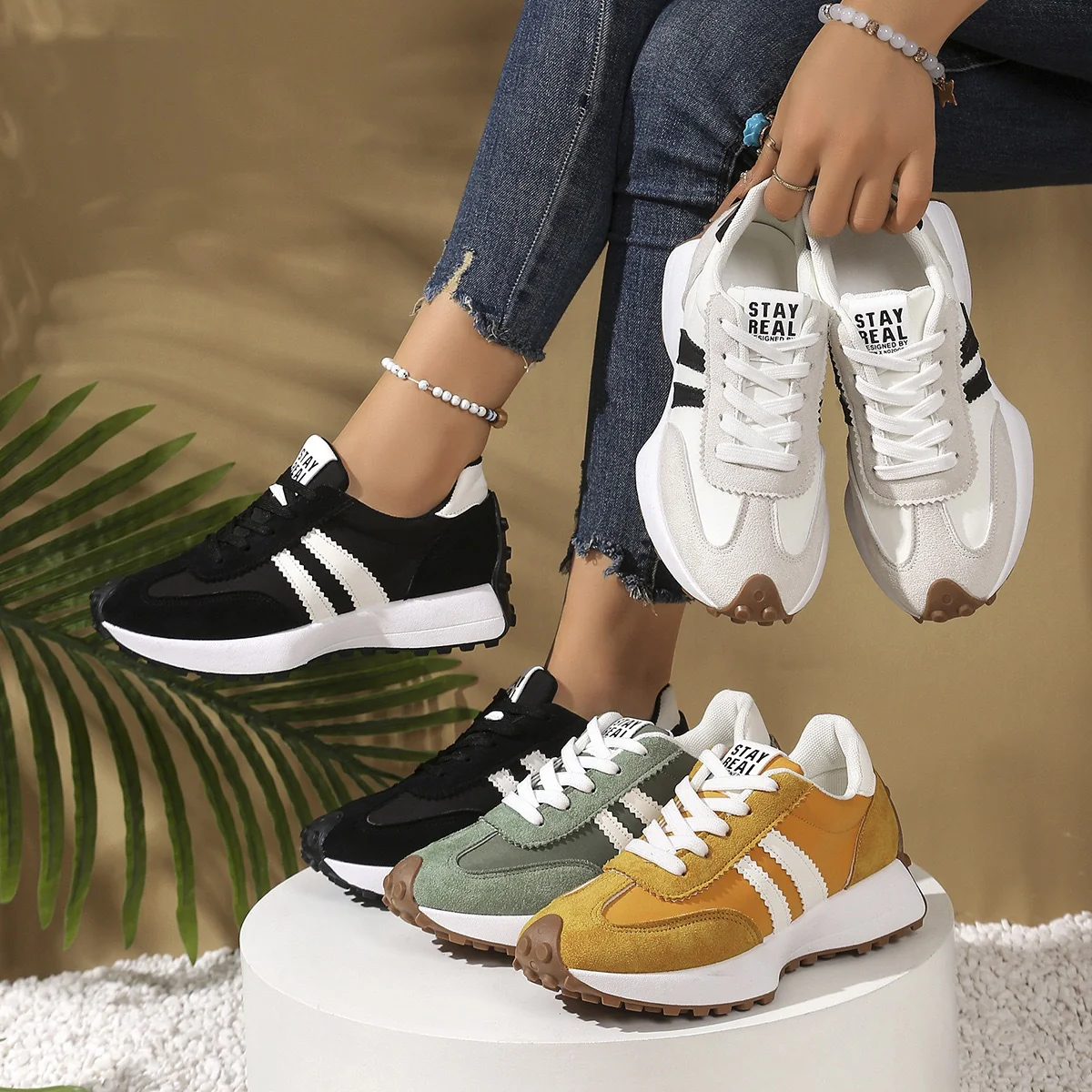 Damen Sportliche Sneakers mit rutschfester Sohle und atmungsaktivem Obermaterial Heidi Mode