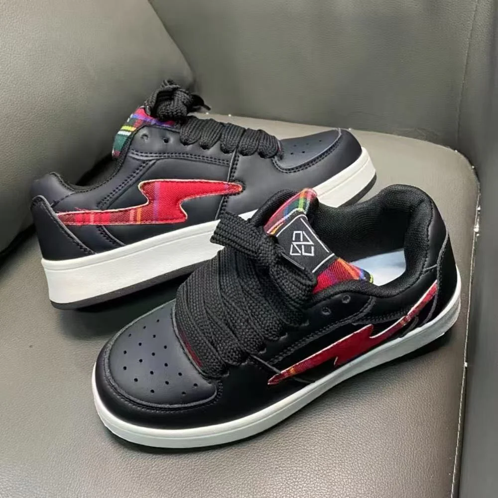 Damen Sportliche Sneakers mit zweifarbigem Obermaterial und trendigem Karomuster Heidi Mode - Image 2
