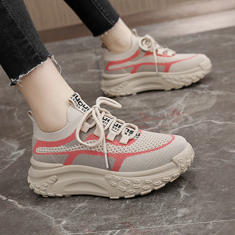 Damen sportliche Strick-Sneaker mit atmungsaktivem Obermaterial und rutschfester Sohle Heidi Mode - Image 3