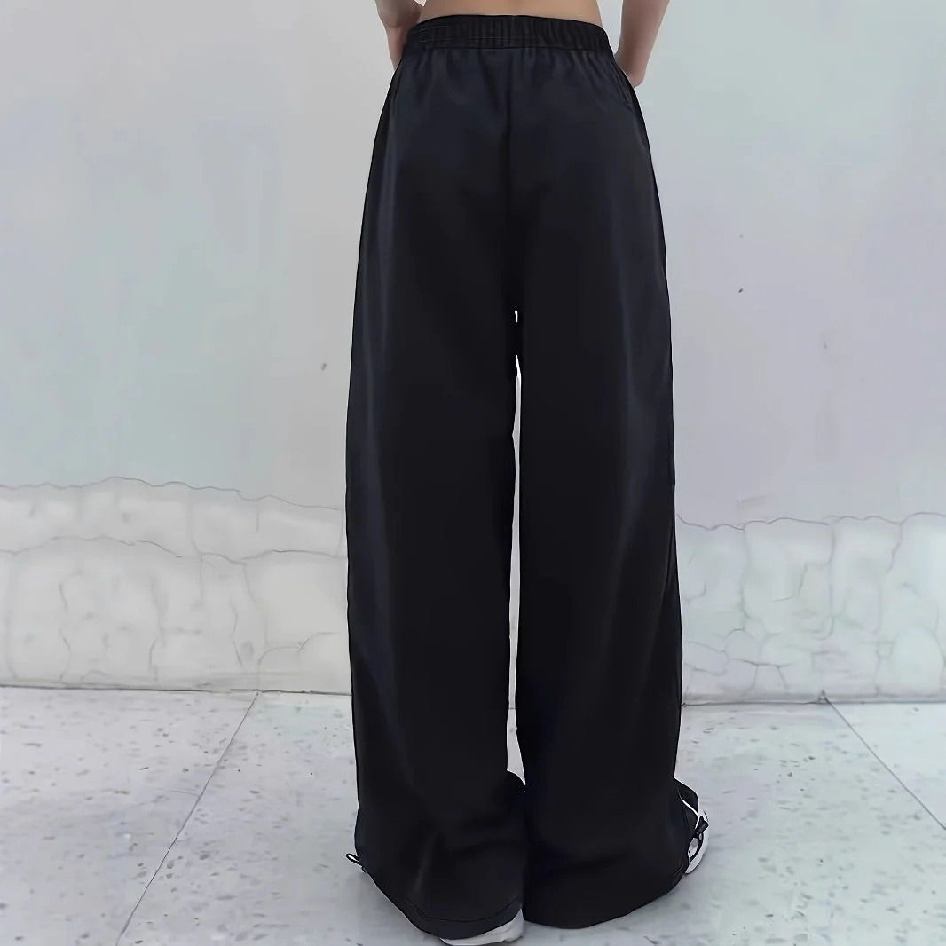 Damen Sportliche Weite Hose mit Seitlichen Streifen und Elastischem Bund Heidi-Mode - Image 2