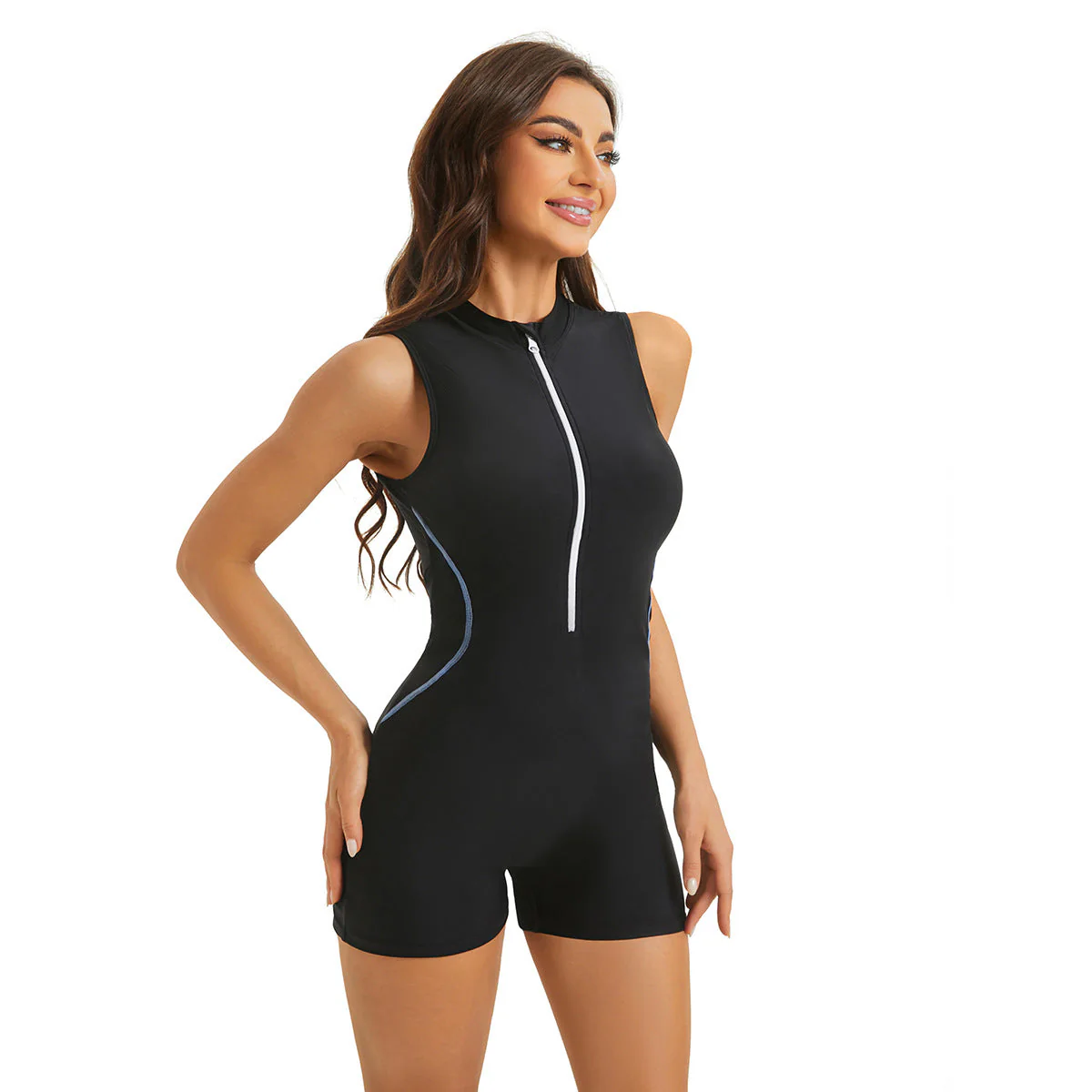 Heidi-Mode | Damen Sportlicher Einteiler Badeanzug mit Halbreißverschluss und Figurschmeichelndem Schnitt - Image 3