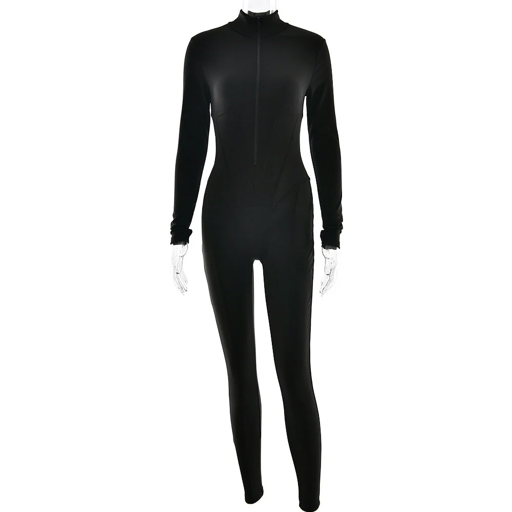 Damen Sportlicher Langarmanzug mit Hochwertigem Reißverschluss und Figurformendem Design Heidi-Mode - Image 5