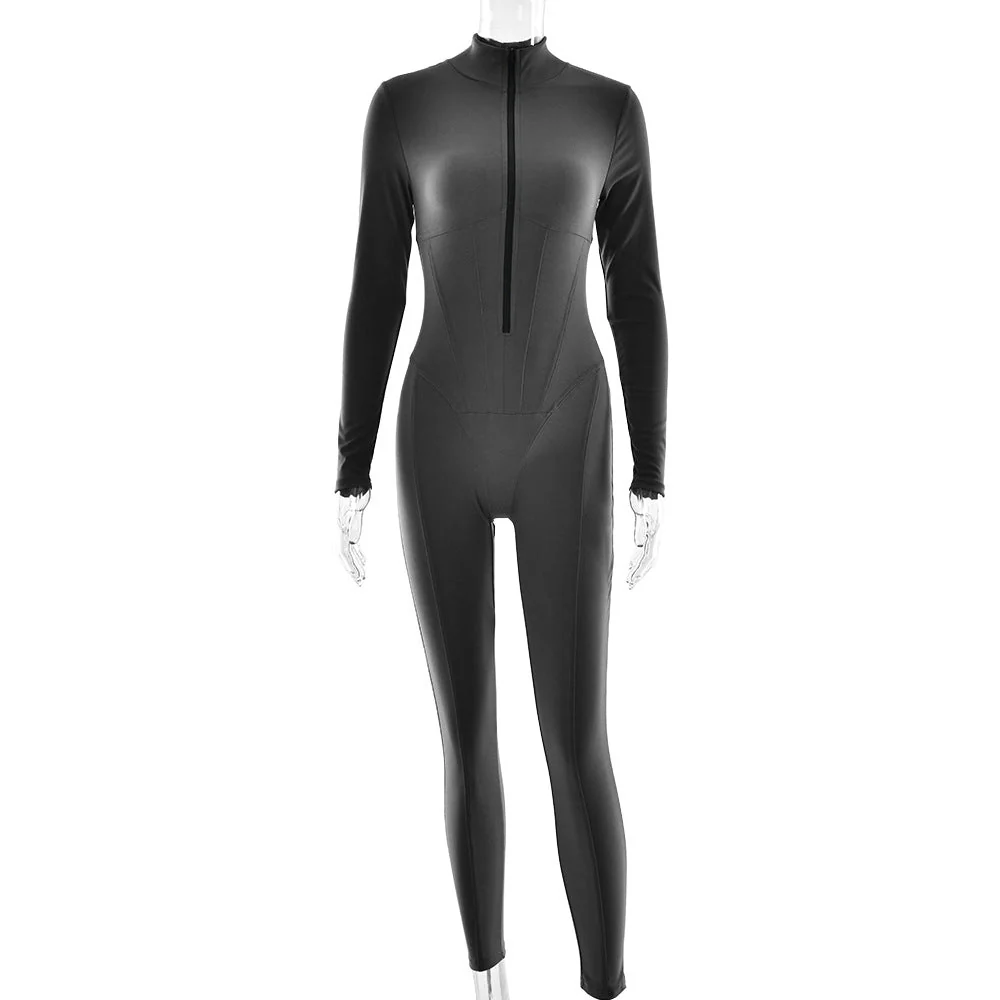 Damen Sportlicher Langarmanzug mit Hochwertigem Reißverschluss und Figurformendem Design Heidi-Mode - Image 7
