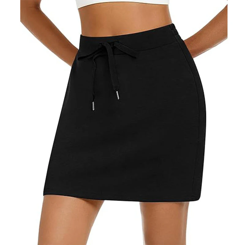 Damen Sportlicher Minirock mit Verstellbarem Kordelzug und Seitlichen Taschen Heidi-Mode - Image 10