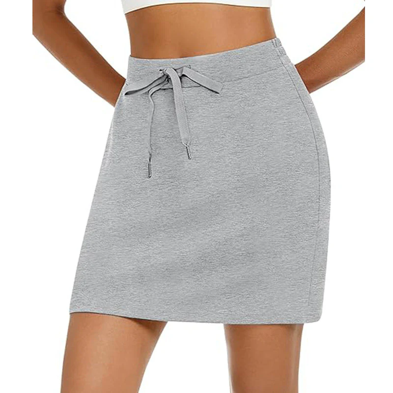 Damen Sportlicher Minirock mit Verstellbarem Kordelzug und Seitlichen Taschen Heidi-Mode - Image 3
