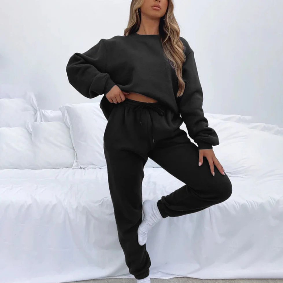 Jogginganzug Damen Sweatset aus Baumwollmix mit lockerem Schnitt - Image 19