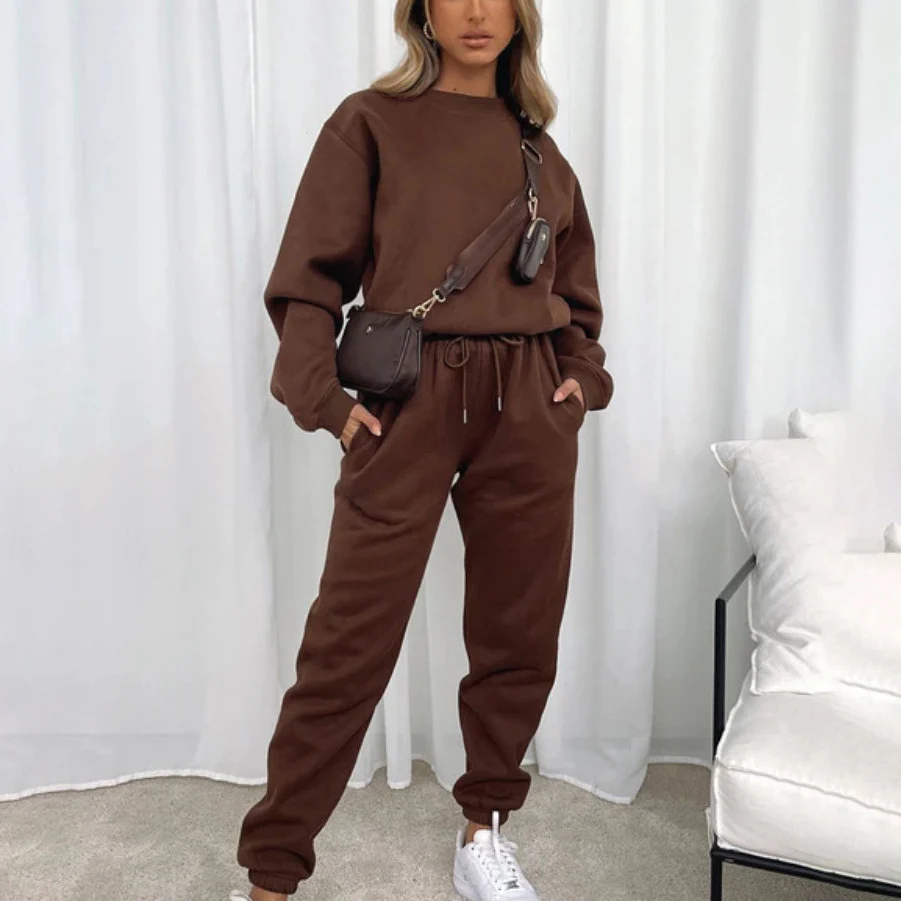 Jogginganzug Damen Sweatset aus Baumwollmix mit lockerem Schnitt - Image 26