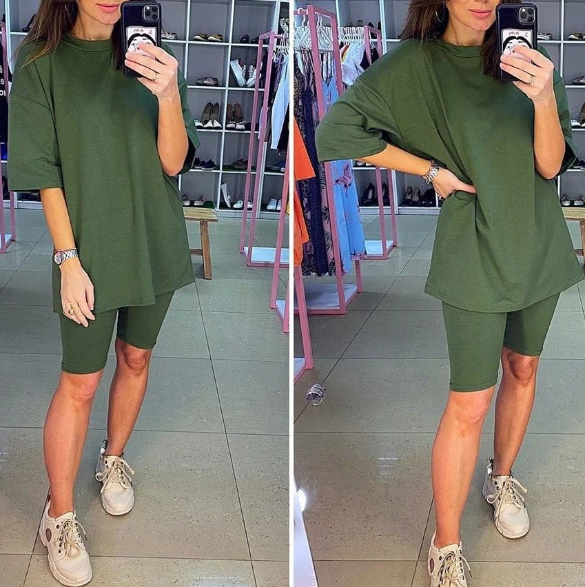 Damen Sportliches Zweiteiliges Set mit T-Shirt und Shorts Heidi-Mode - Image 4