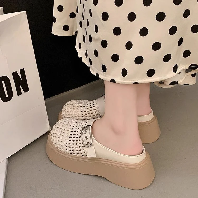 Damen Stabile Plateauschuhe mit luftdurchlässigem Geflecht und modischem Schnallenverschluss Heidi Mode - Image 4