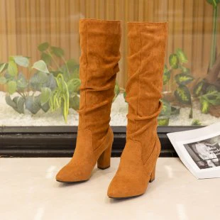 Damen Stiefel mit elegantem Falten-Design und hohem Blockabsatz Heidi Mode - Image 6