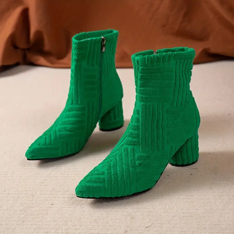 Damen Stiefel mit klobigem Absatz und fester Farbe Heidi Mode - Image 3