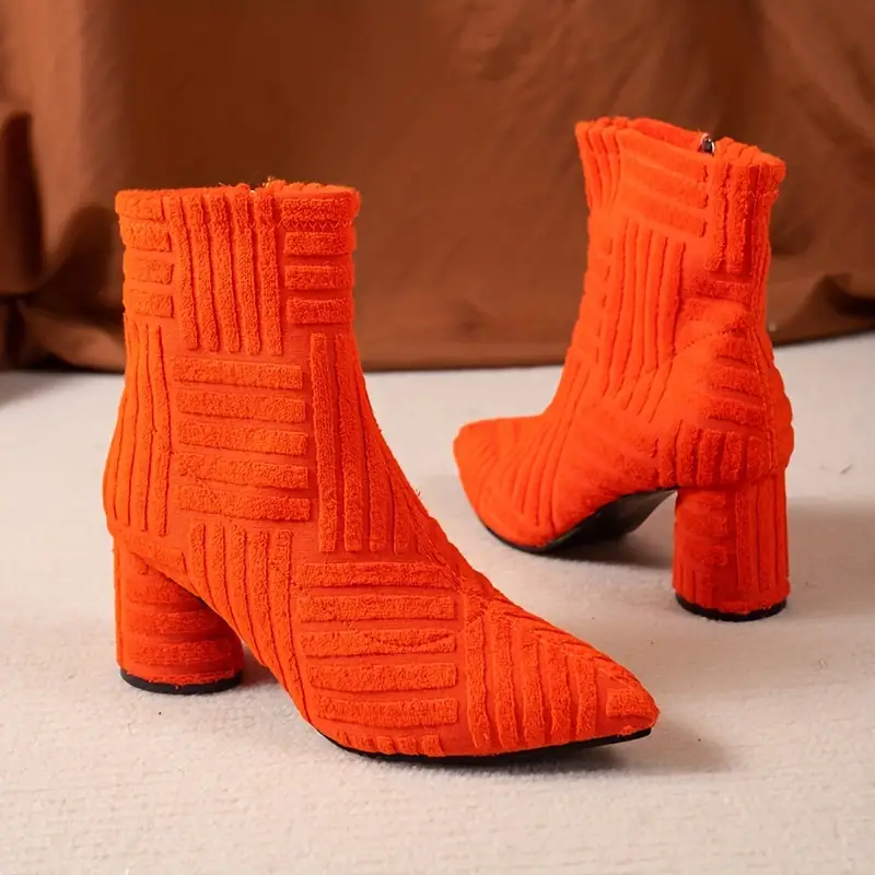 Damen Stiefel mit klobigem Absatz und fester Farbe Heidi Mode - Image 4