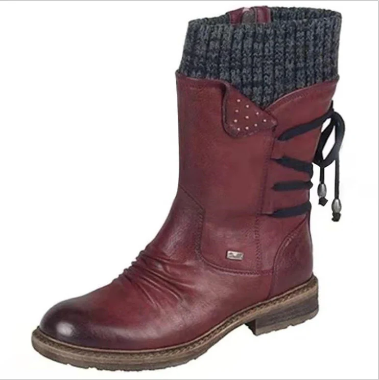 Damen Stiefel mit modischem Strickkragen und praktischem Schnürsystem Heidi Mode - Image 5