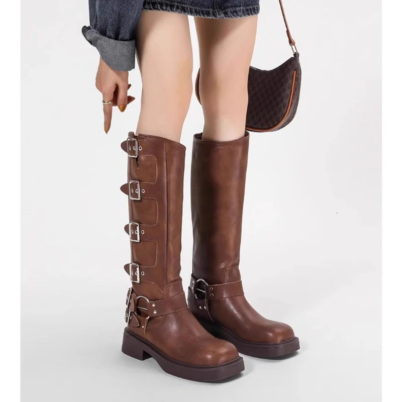 Damen Stiefel mit modischen Schnallen und robustem Blockabsatz Heidi Mode - Image 2