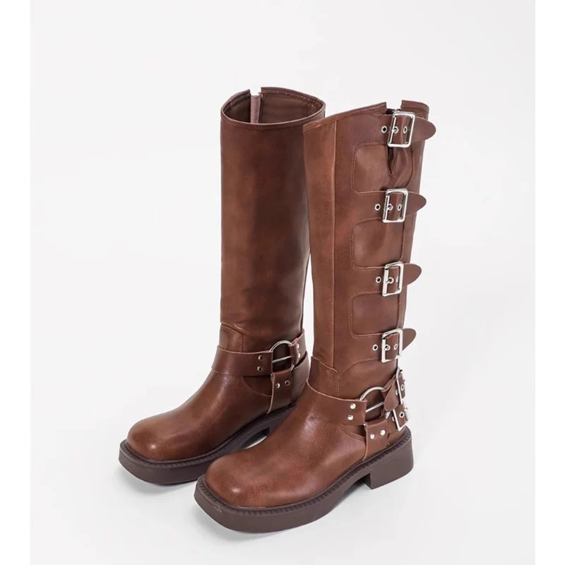 Damen Stiefel mit modischen Schnallen und robustem Blockabsatz Heidi Mode - Image 5