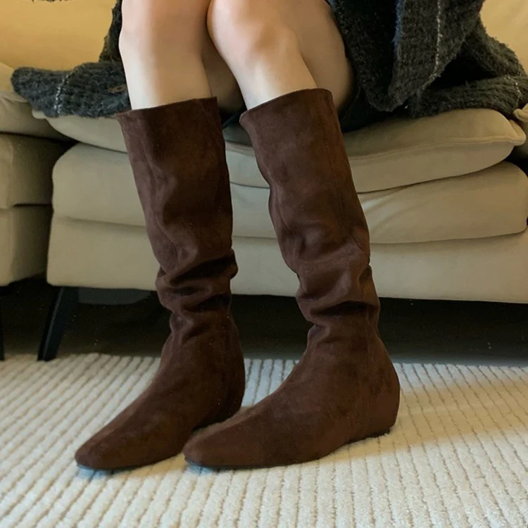 Damen Stiefel mit modischer Raffung und spitz zulaufender Zehenpartie Heidi Mode - Image 4