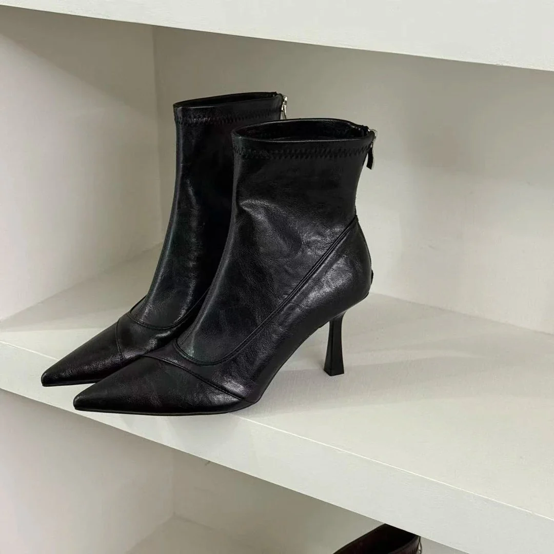 Damen Stiefeletten aus hochwertigem Leder mit elegantem Spitzenabsatz Heidi Mode - Image 7