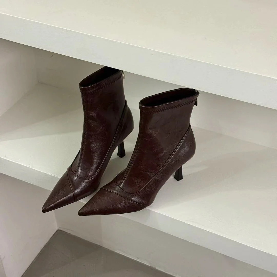 Damen Stiefeletten aus hochwertigem Leder mit elegantem Spitzenabsatz Heidi Mode - Image 8