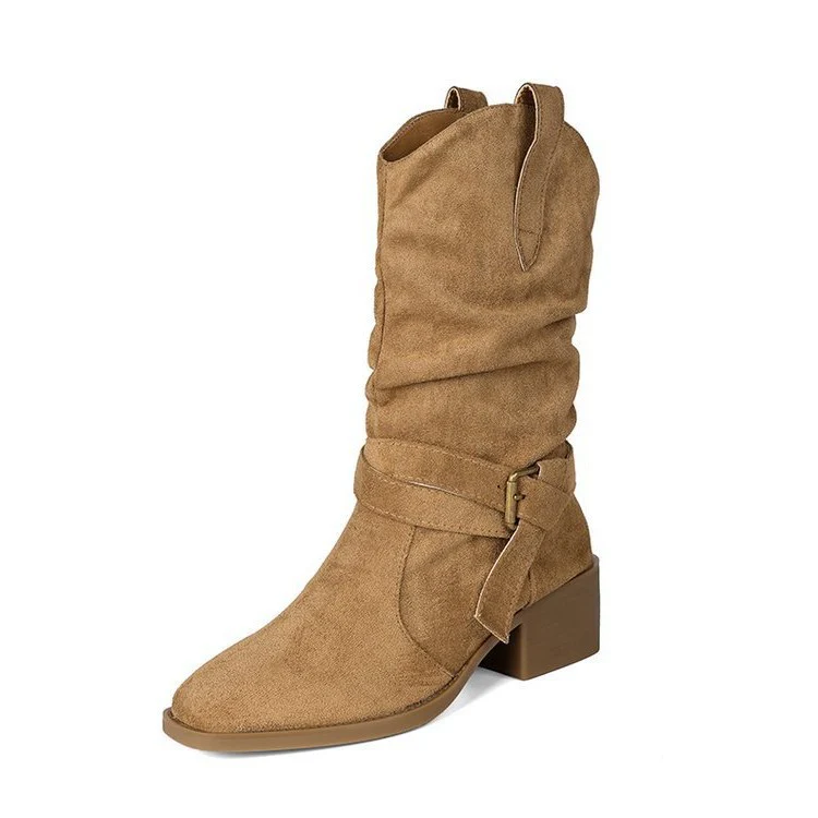 Damen Stiefeletten im Western-Stil mit modischem Riemen und Blockabsatz Heidi Mode - Image 5