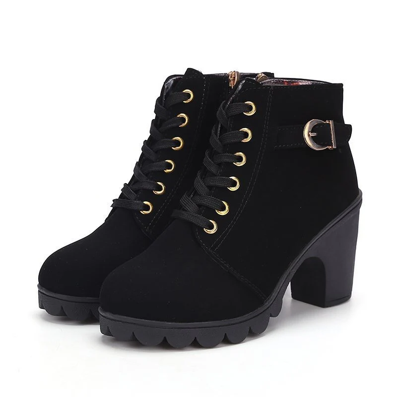 Damen Stiefeletten mit Blockabsatz und Schnürung Heidi Mode - Image 6