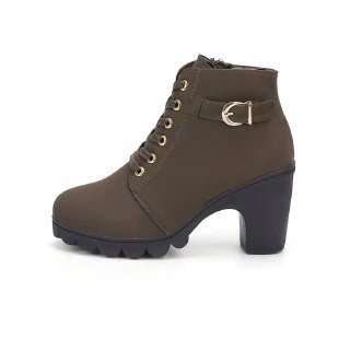 Damen Stiefeletten mit Blockabsatz und Schnürung Heidi Mode - Image 7