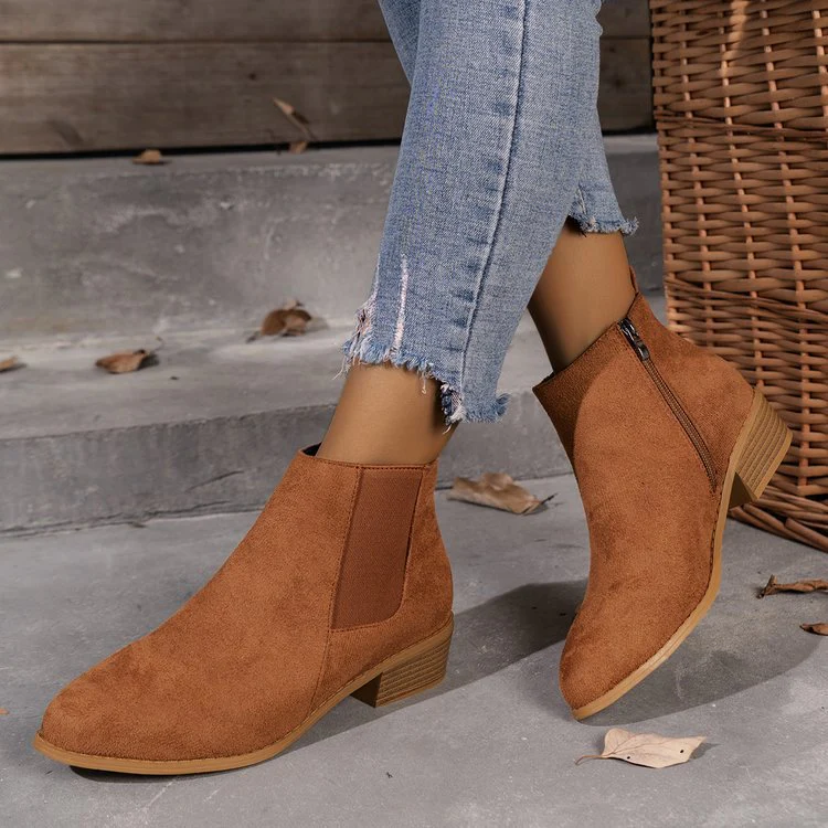 Damen Stiefeletten mit Elegantem Reißverschluss und Komfortablem Blockabsatz Heidi-Mode