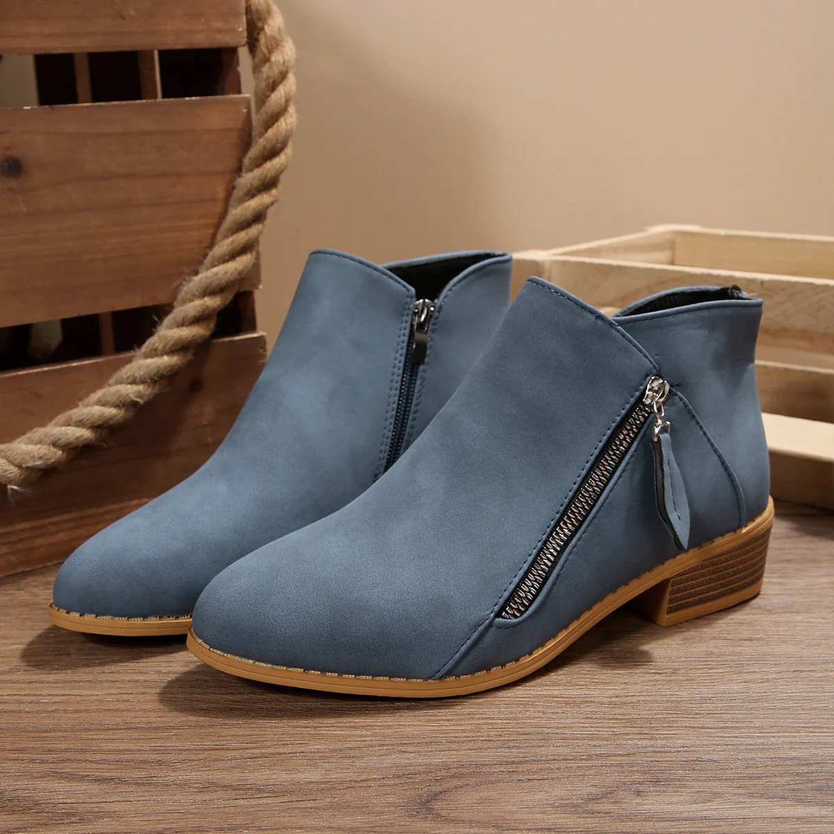 Damen Stiefeletten mit elegantem Reißverschluss und komfortablem Blockabsatz Heidi Mode - Image 2