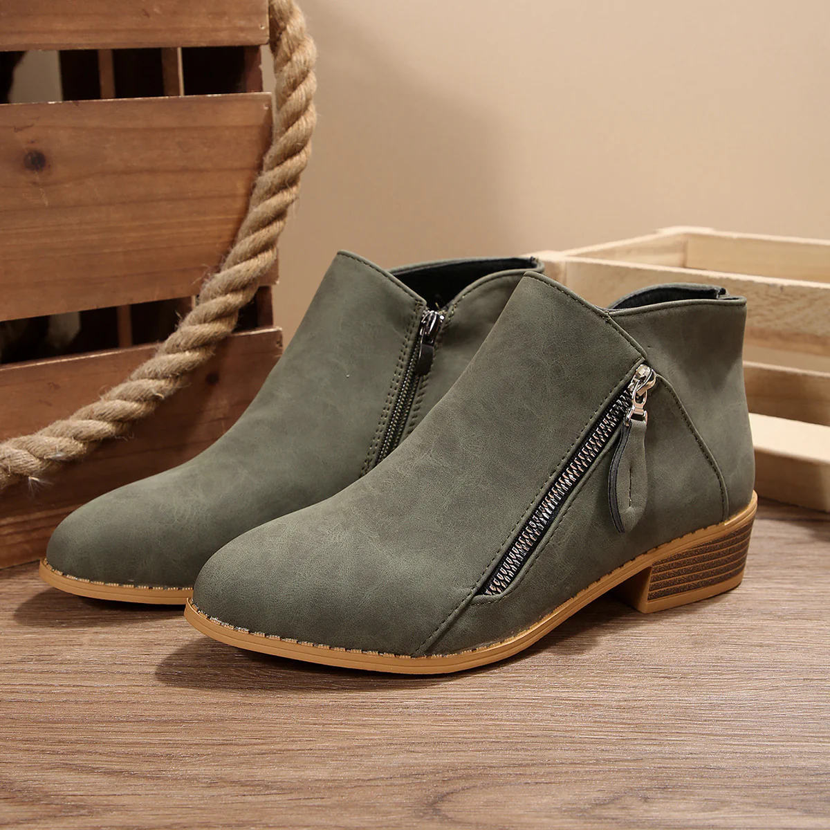 Damen Stiefeletten mit elegantem Reißverschluss und komfortablem Blockabsatz Heidi Mode - Image 6
