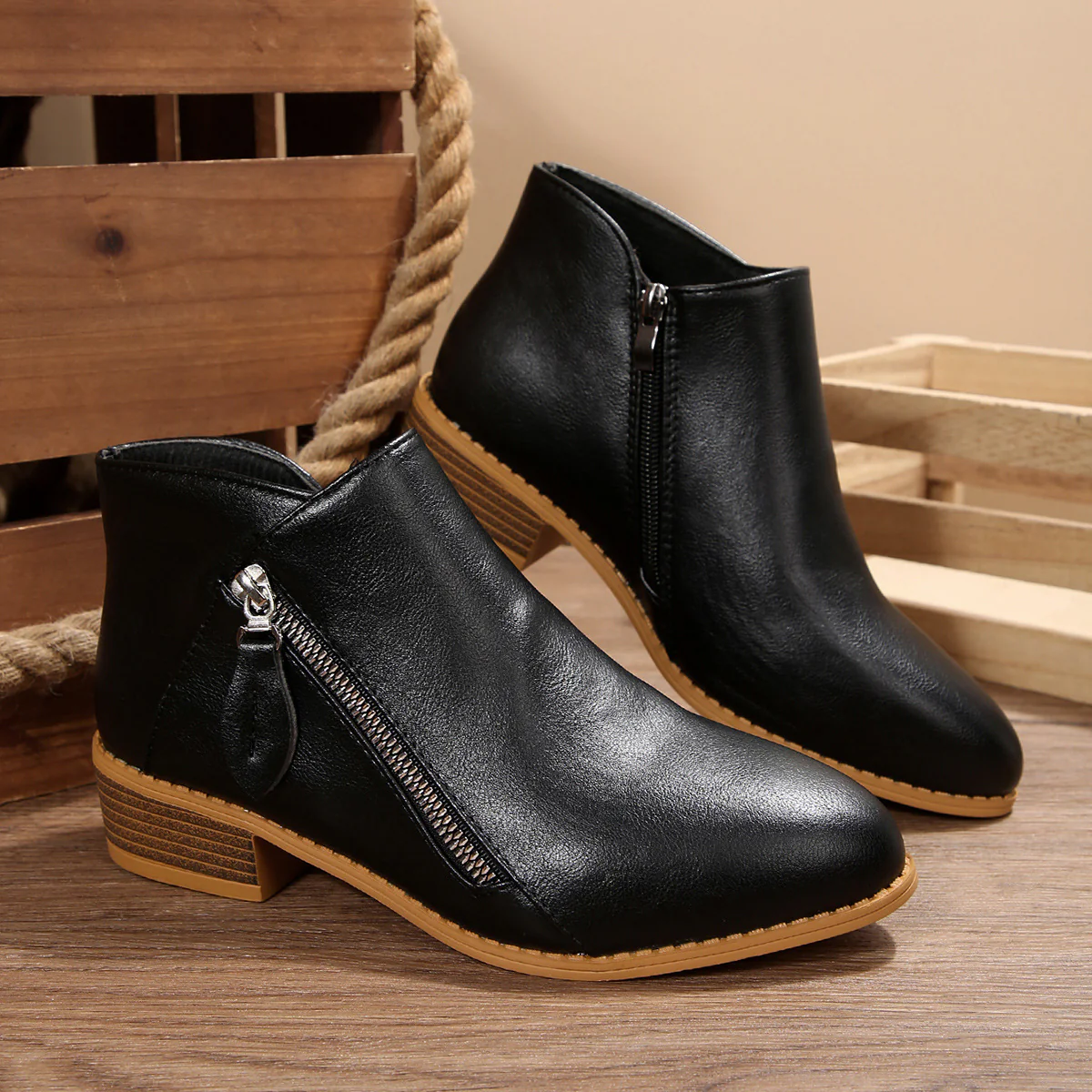Damen Stiefeletten mit elegantem Reißverschluss und komfortablem Blockabsatz Heidi Mode - Image 8