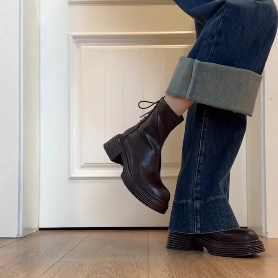 Damen Stiefeletten mit komfortablem Plateau und modischem Schnürdesign Heidi Mode - Image 4