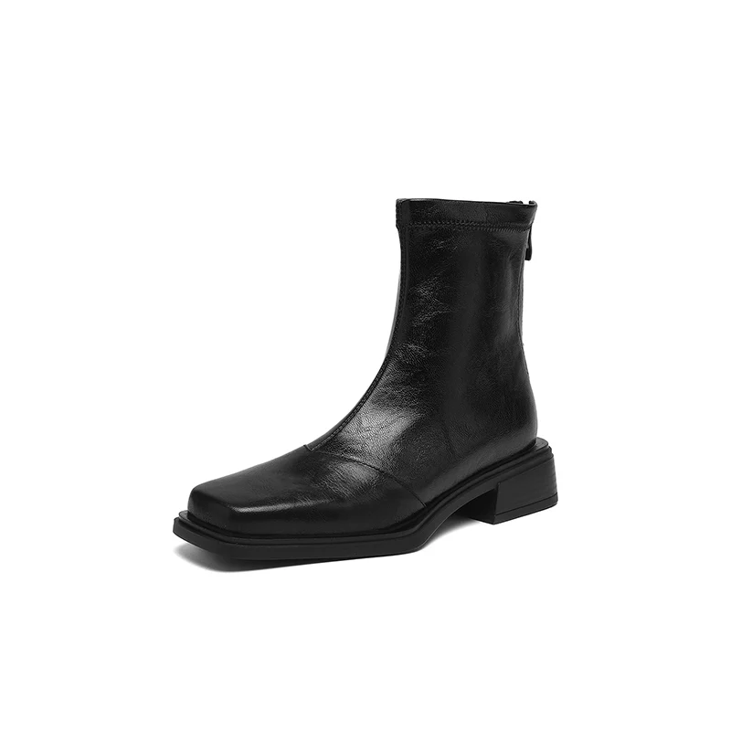 Damen Stiefeletten mit modischem Blockabsatz und hochwertiger Lederoberfläche Heidi Mode - Image 6