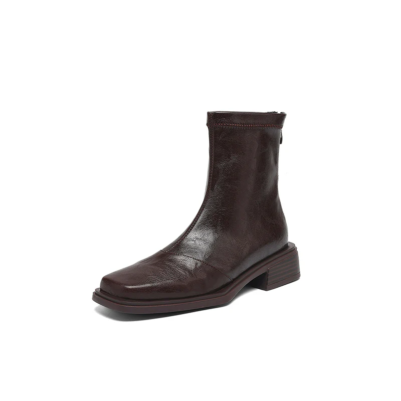 Damen Stiefeletten mit modischem Blockabsatz und hochwertiger Lederoberfläche Heidi Mode - Image 7